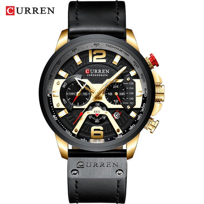 Military Leather Chronograph Wristwatch